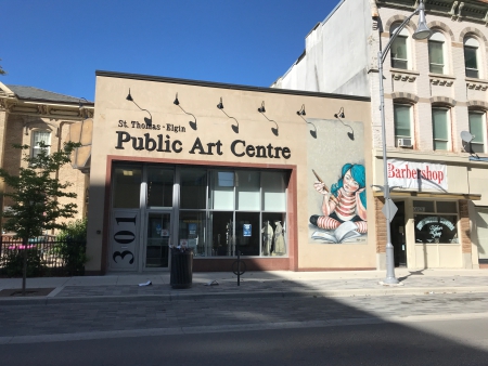 Front view of the St. Thomas-Elgin Public Art Centre, showcasing its modern facade and large windows.